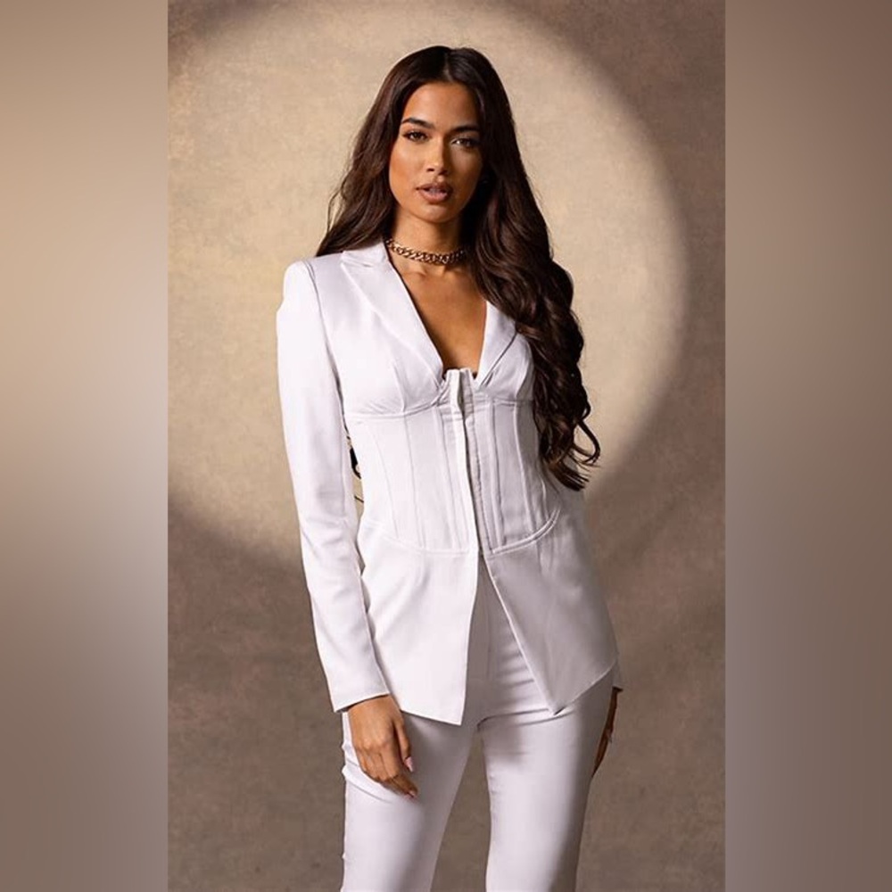Pretty little thing White Constructed Corset Detail Blazer